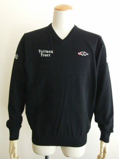 FAIRWAY FEVER V- NECK   ロゴ入りVネックセーター (ブラック) RSM-22087