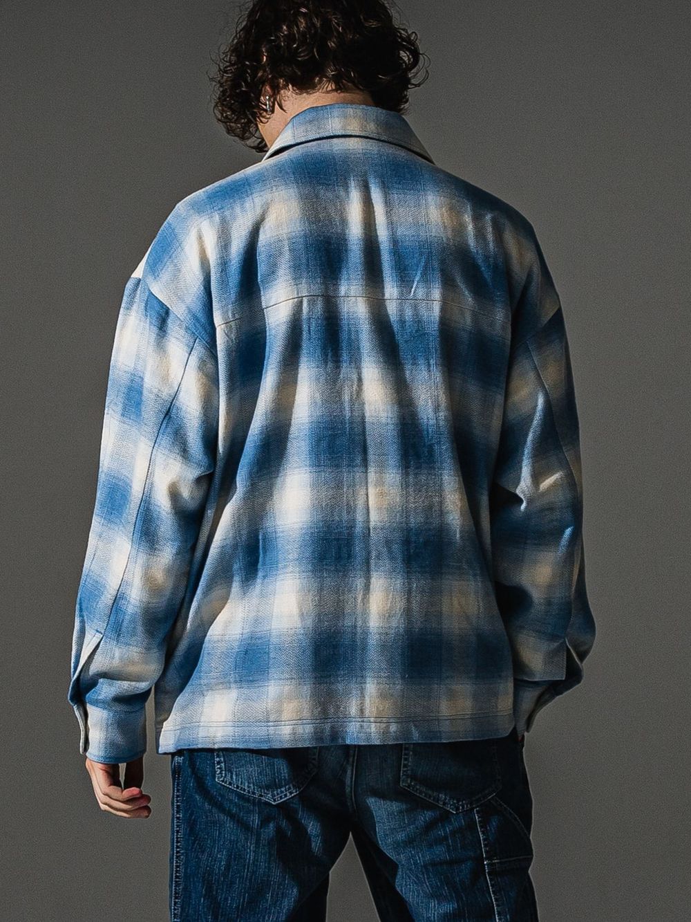 FLANNEL CHECK JK   オンブレチェックヘリンボーンネルジャケット （ブルー）
