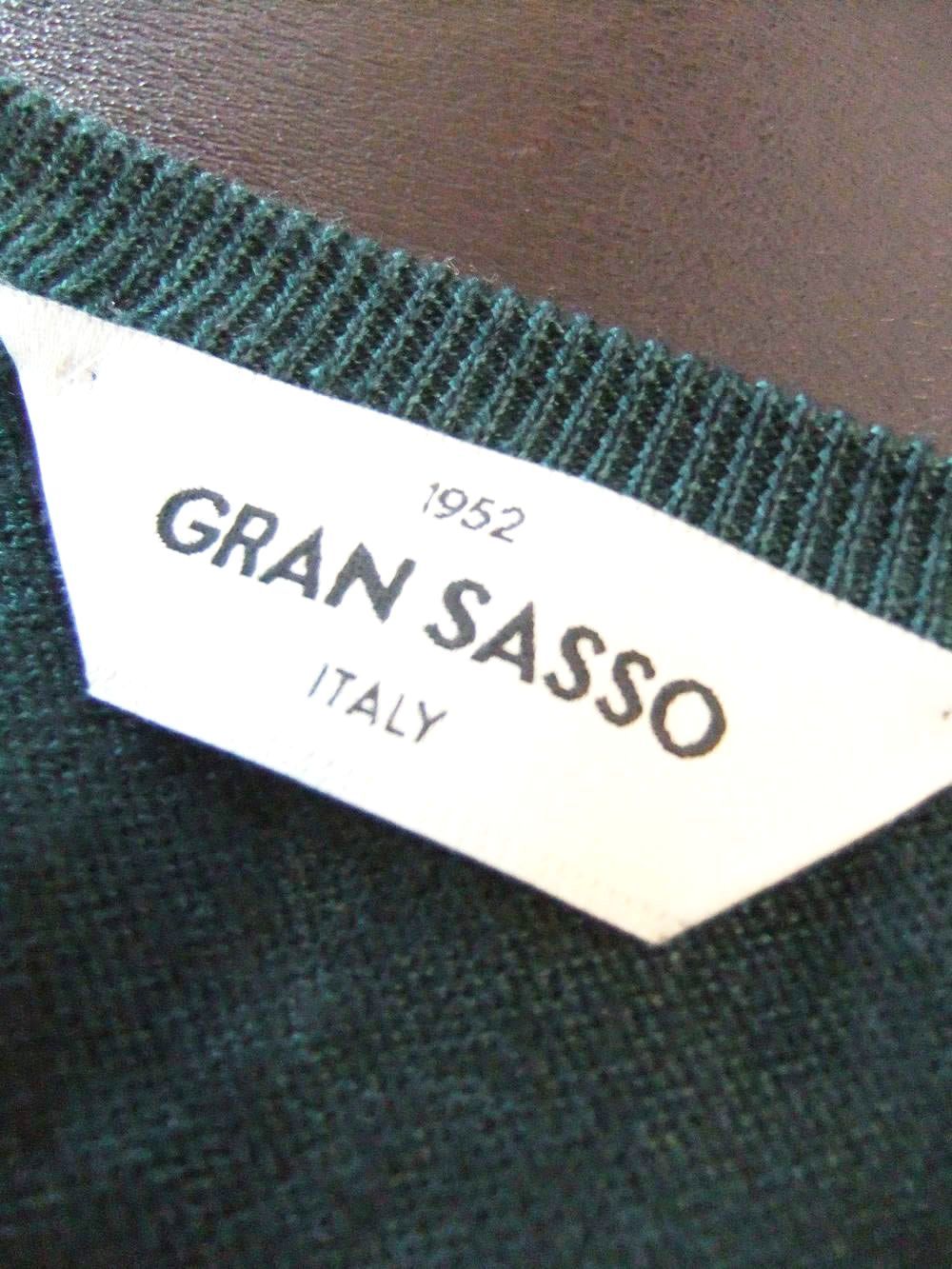 12G ウール クルーネック ニット  (グリーン)