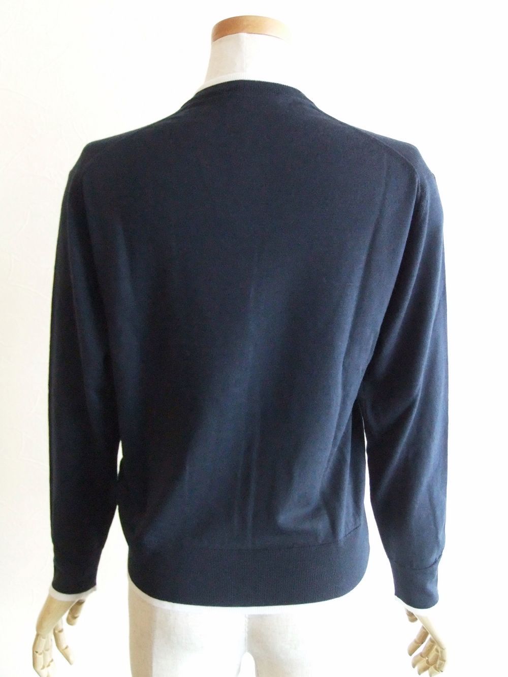《LADIES》 A4595  30G ウール クルーネック カーディガン