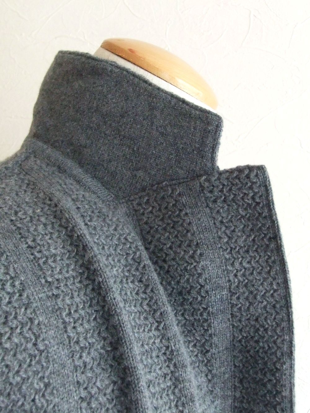 KNIT 2B JACKET (グレー) ウール カシミヤ ニットジャケット