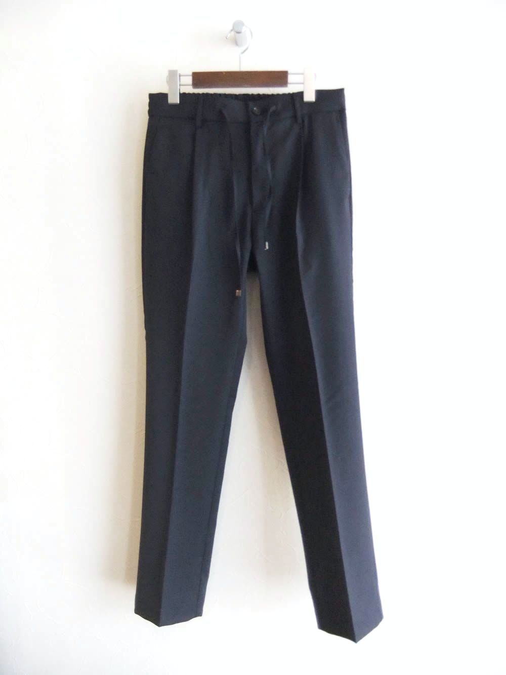 SPIAGGIA   スピアッジャ  (ネイビー)  テックウール  ワンタック パンツ