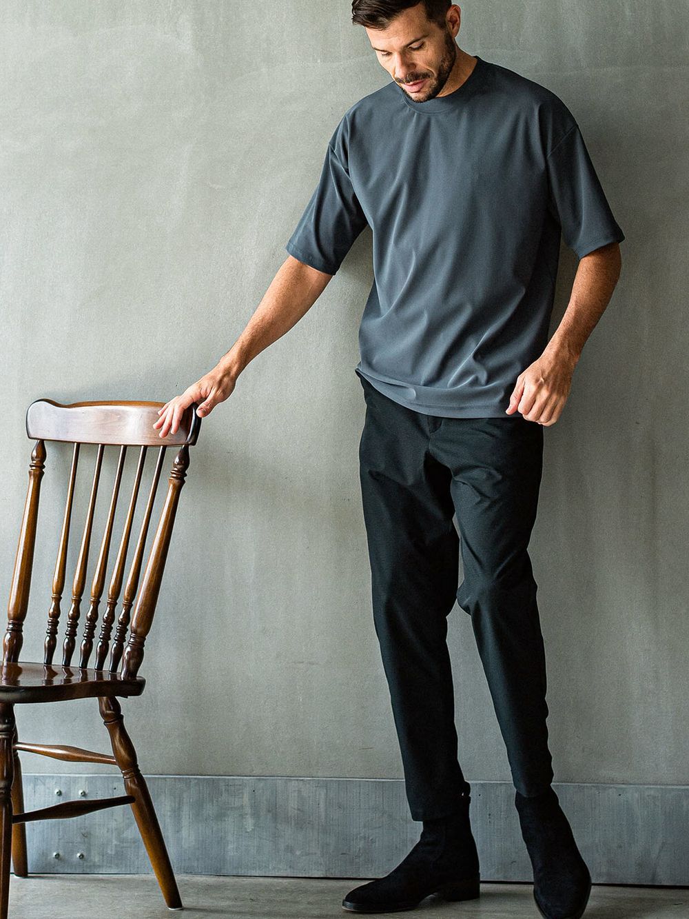 OX JERSEY OVER TEE  (チャコール)   オックス ジャージー オーバーTシャツ