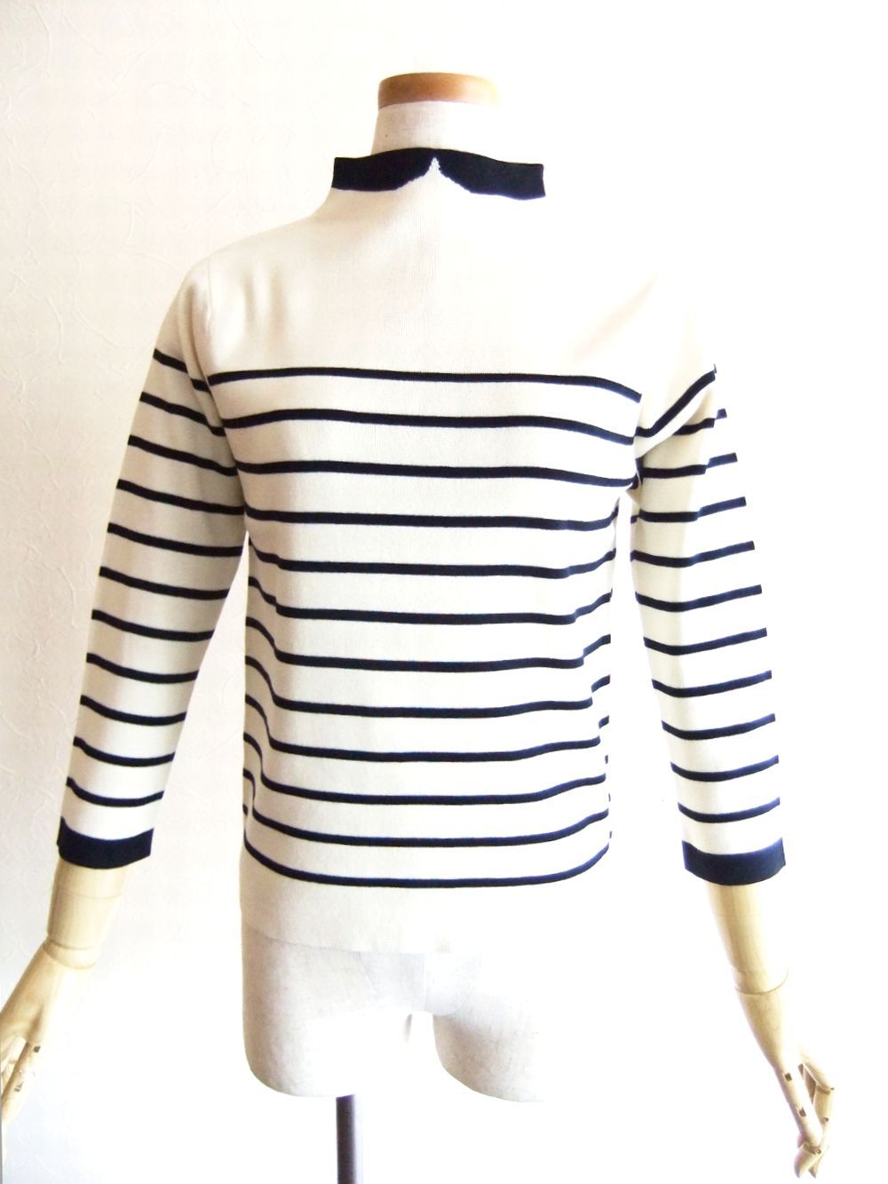【jeune】 モックネック クレリック ボーダー ニット  J143643M