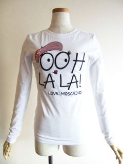 OOH LALA (ホワイト) スパンコール モチーフ 長袖Tシャツ