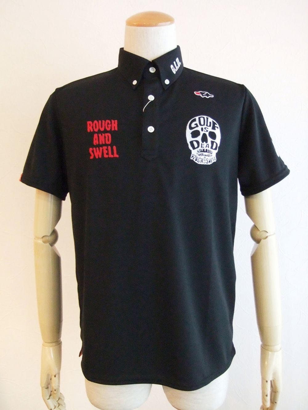 SKULL POLO ( ブラック )   半袖B.D.ポロ  RSM-21007