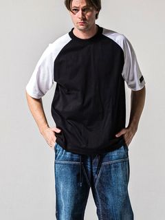 BACK RC RAGLAN OVER T  (ブラック / ホワイト)   グランスリーブオーバーTシャツ