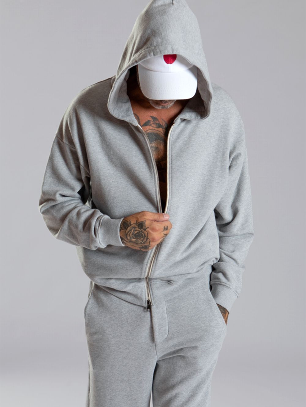 HOODIE FZ （グレー） ロゴパーカー