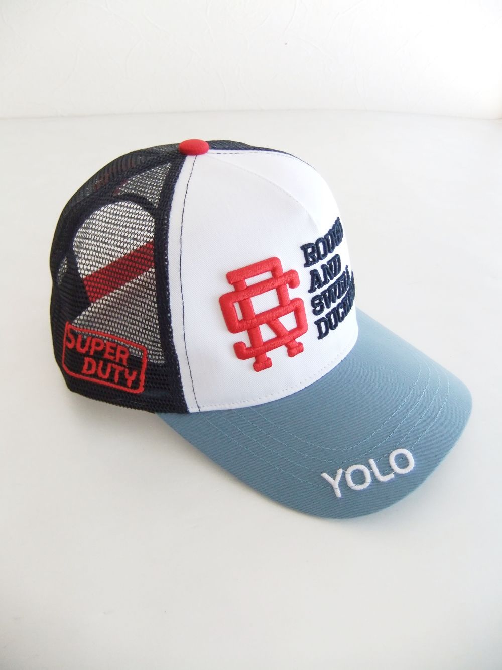 MESH TOUR CAP ( ホワイト×ブルー ) ロゴ入りキャップ RSA-22001