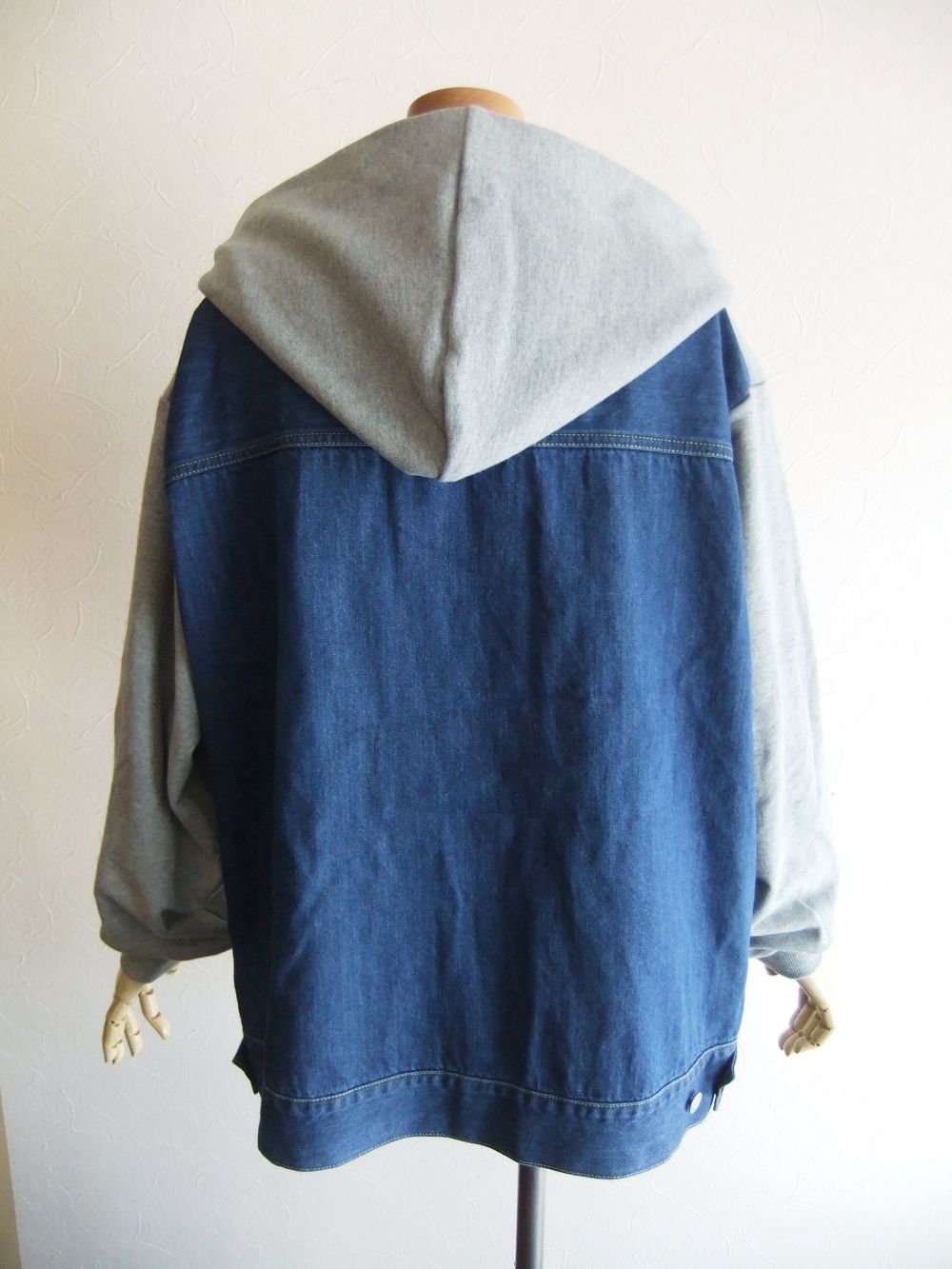 BLANC basque - 裏毛 × DENIM 異素材 切替 ZIP UPパーカー BB31-910