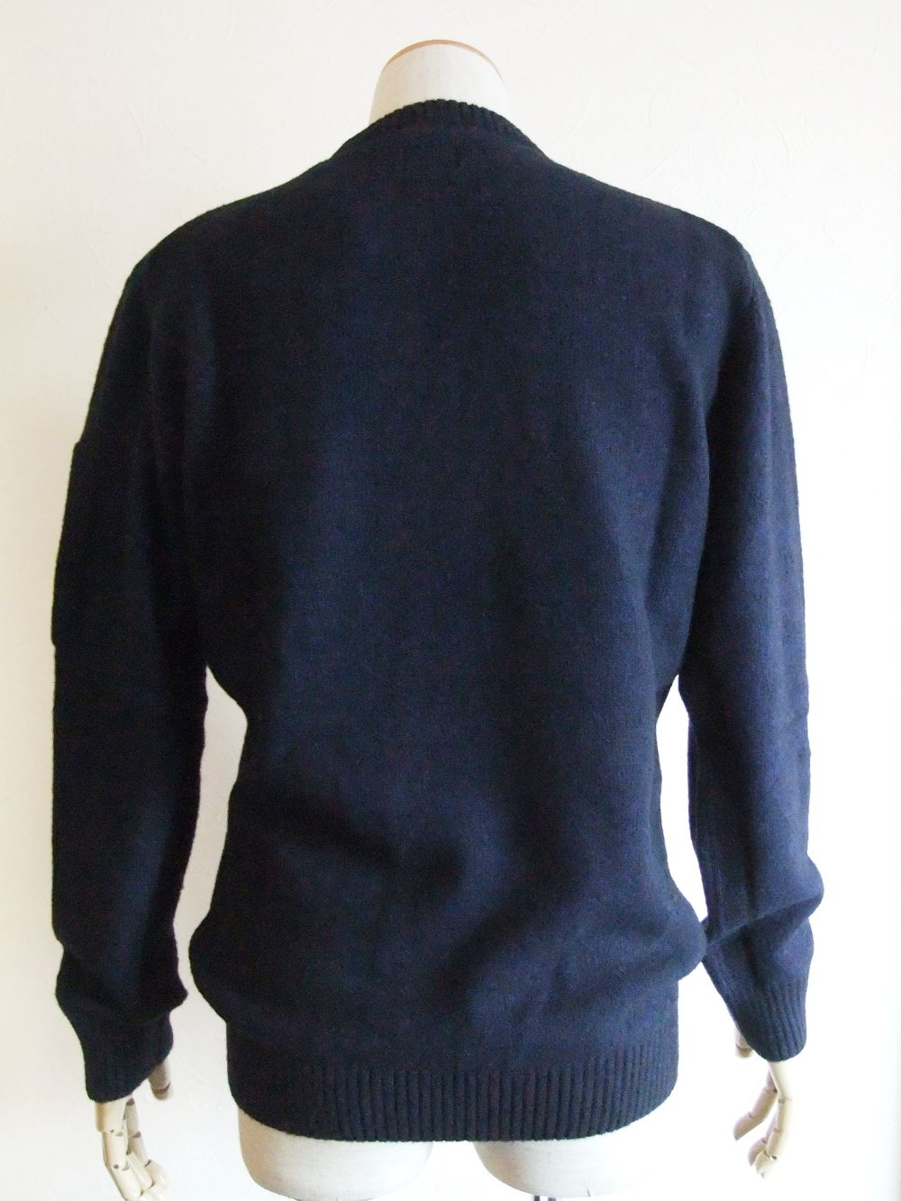 FLEECE KNIT SWEATER   (ネイビー) ウール クルーネック セーター