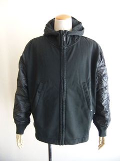 DIAGONAL RAISED FLEECE MIXED QUILTED HOODED SWEATSHIRT   キルティング×スウェット ZIPパーカー