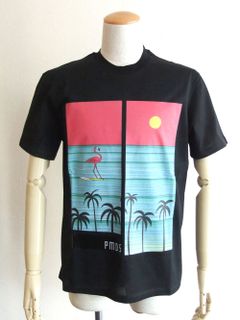EDONE SUNSET FLAMINGO プリント 半袖 Tシャツ