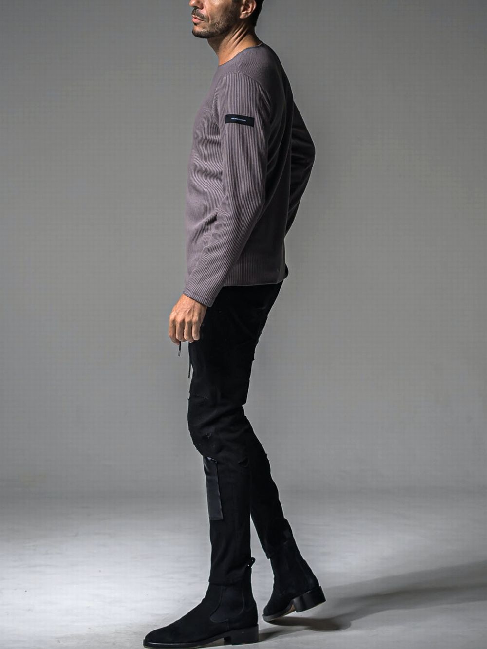 CUTOFF RAIL LONGSLEAVE  (グレー)   カットオフロングスリーブ