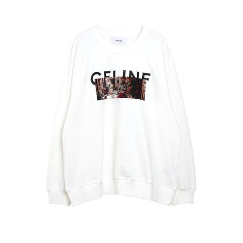 【MICALLE MICALLE Account】 HOMMAGE  CE SWEATSHRIT (ホワイト)   ロゴ Tトレーナー  MAG106TDC