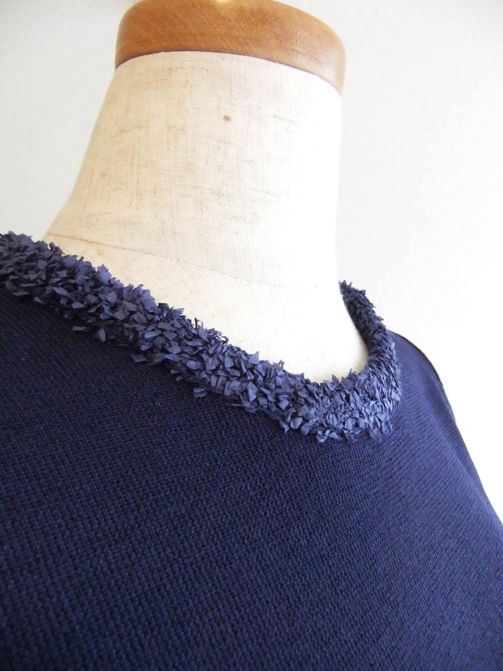 【jeune】 ペーパーヤーン フリル 付き ニット プルオーバー   J149654M