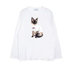 【MICALLE MICALLE Account】 HOMMAGE SIAMESE CAT NO5 LONG SLEEVE TEE  ロゴ T-SHIRT   MAF108TEC