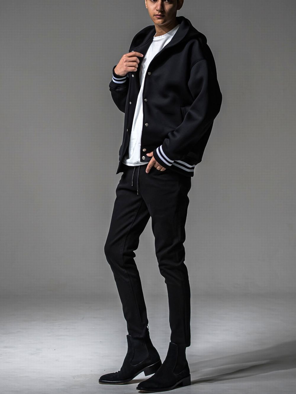 HD VARSITY HOODIE     フード付き スタジャン