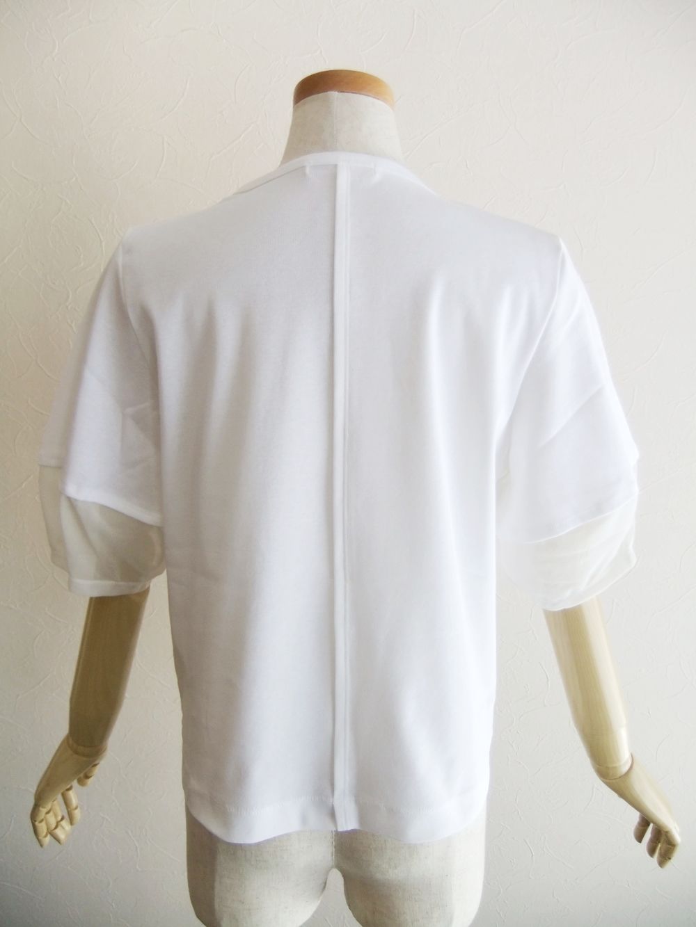 【jeune】 コットン＋シフォン 半袖 切替え プルオーバー  J138717M