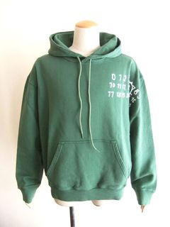 《MM➅》 Maison Margiela  (グリーン)  ロゴ プルオーバーパーカー
