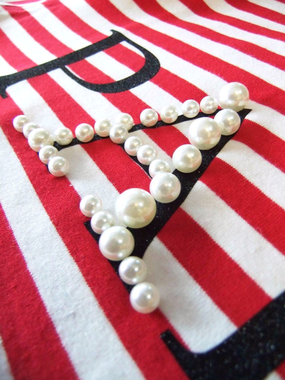 【MICALLE MICALLE Account】 PARIS PEARL BORDER T-SHIRT  (レッド×ホワイト)  パール付き ボーダー T-SHIRT   MAA104TEA