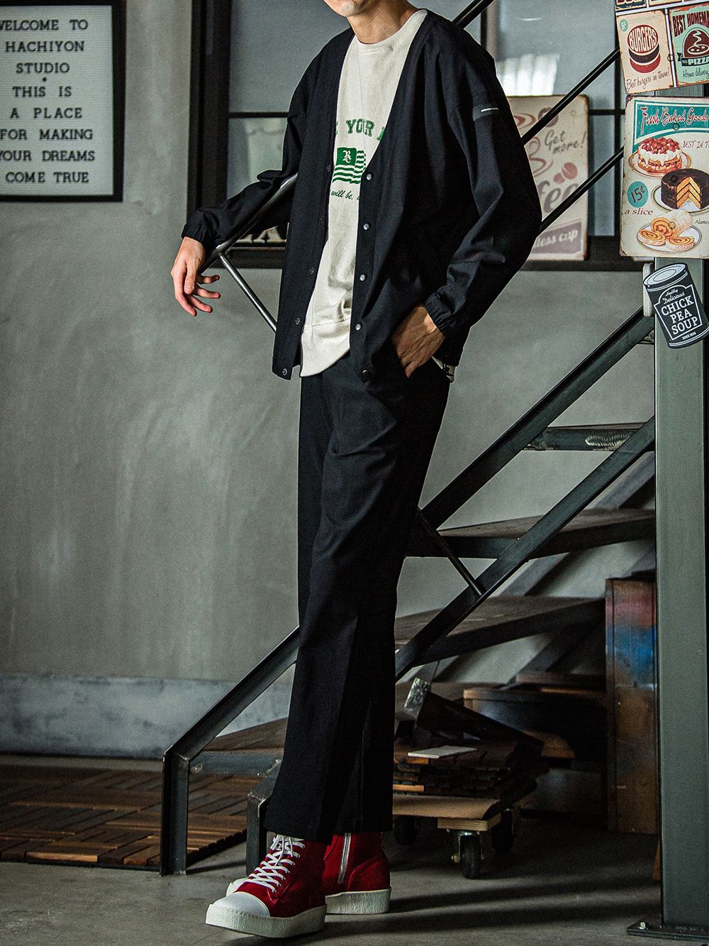 NYLON TECH cardigan  (ブラック) オーバーサイズ ナイロン カーディガン