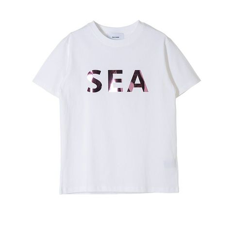 【MICALLE MICALLE Account】 SEA SURF FOIL T-SHIRT  (ホワイト×メタリック ピンク)  ロゴ T-SHIRT   MAA110TEA