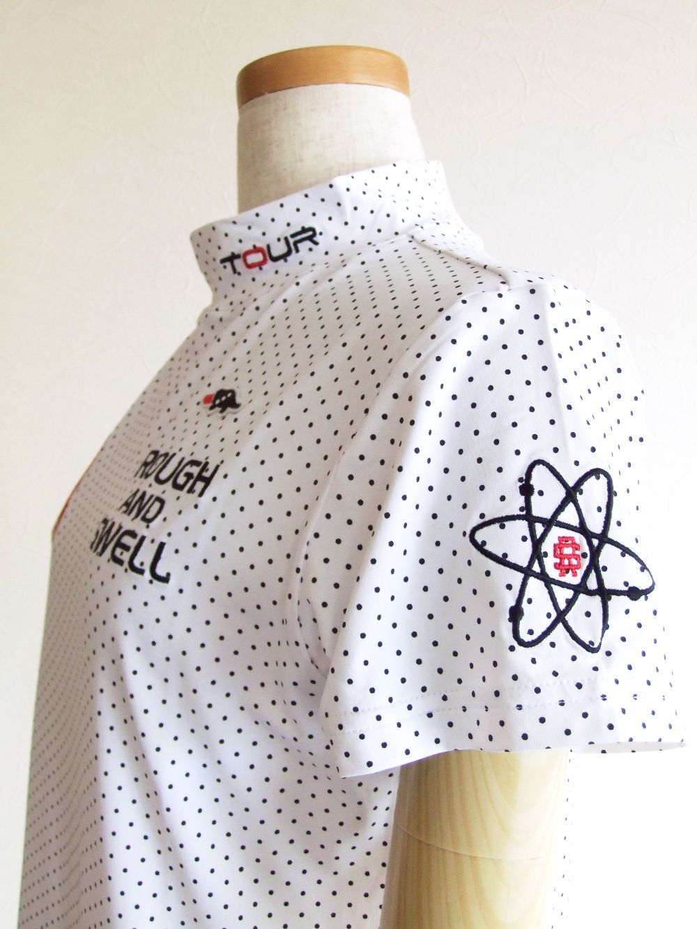 【LADIES】 DOTS MOCK.W  (ホワイト)  ロゴ半袖モック  RSL-22018