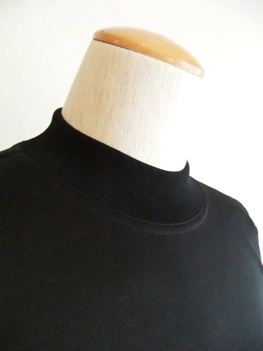 マーセライズ モックネック Tシャツ  (ブラック)