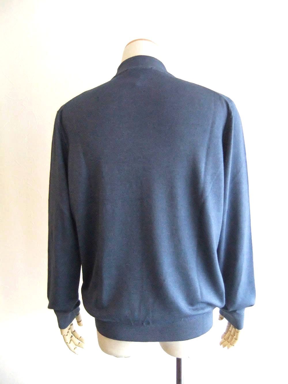 12G ウール モックネック ニット  (ダークブルー)