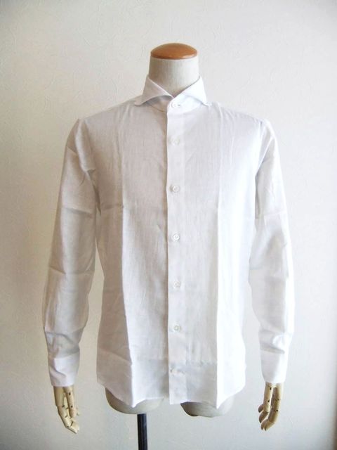 リネン/コットン シャツ (ホワイト)    VINCI FIT