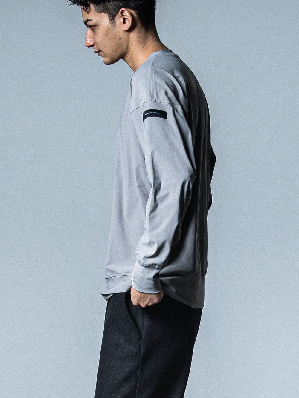 NYLON LONG SLEEVE     ナイロン ロングスリーブ Tシャツ (グレー)   RC33-C-001