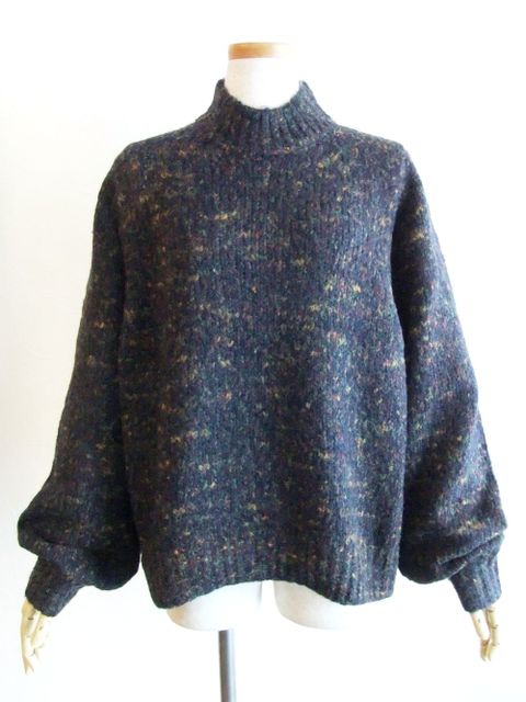 美品！blanc 慎ましやか basque ニットライダース ダブル 青