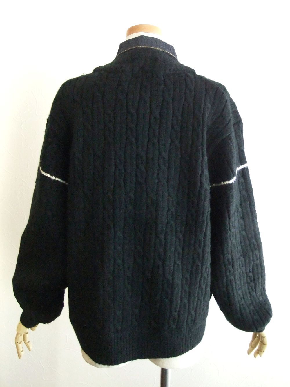 2WAY  アラン編みKNIT × Gジャン  (ブラック)   BB25-718