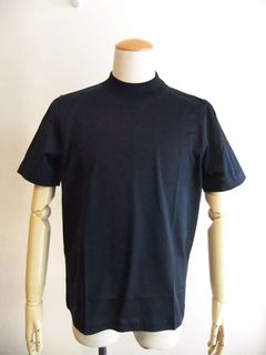 マーセライズ モックネック Tシャツ  (ネイビー)
