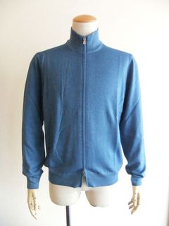 ダブル ZIP スタンドカラー ウール ニット ブルゾン