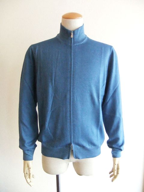 ダブル ZIP スタンドカラー ウール ニット ブルゾン