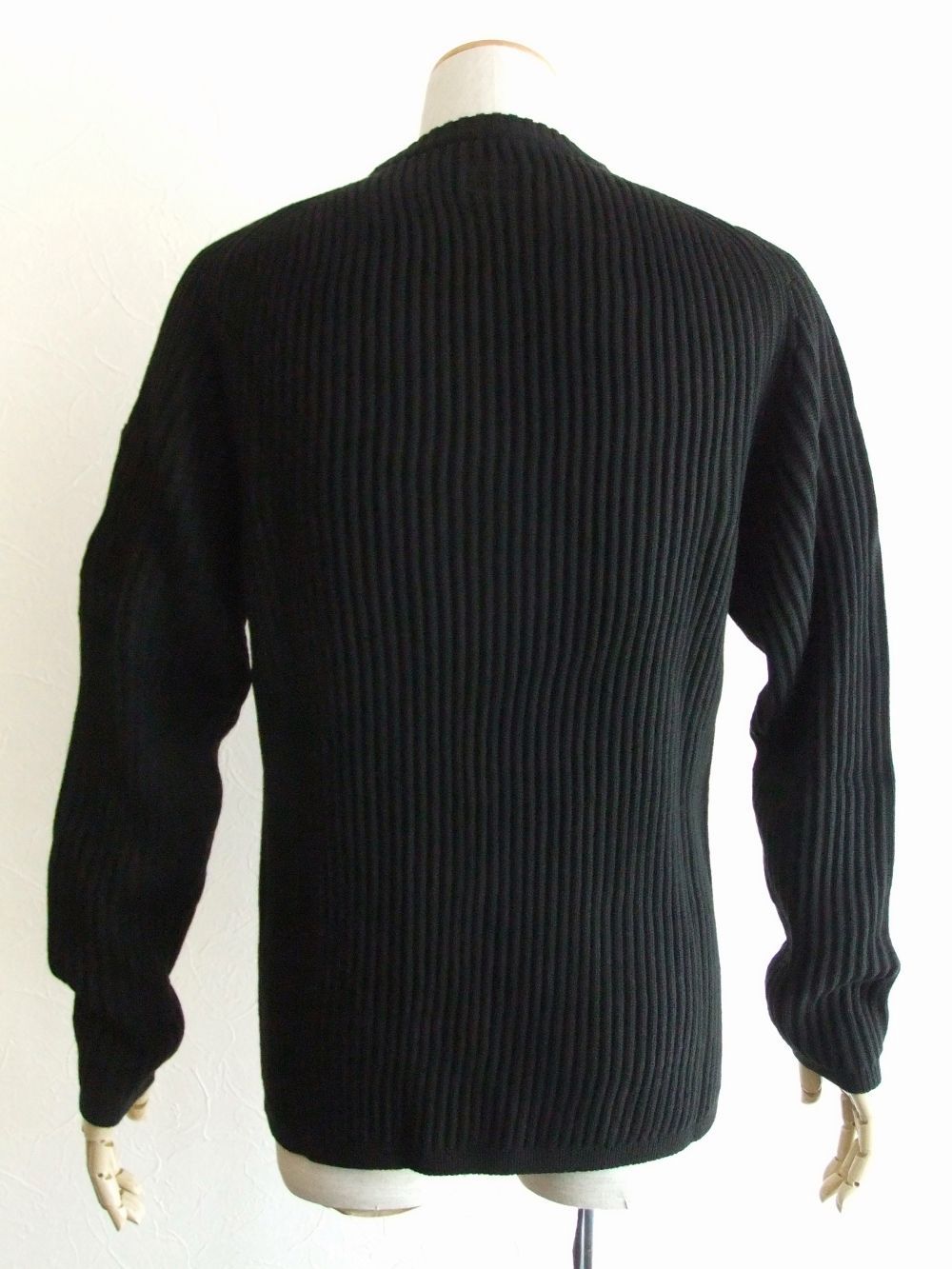 MERINO WOOL LENS SWEATER  リブ編みクルーネック セーター