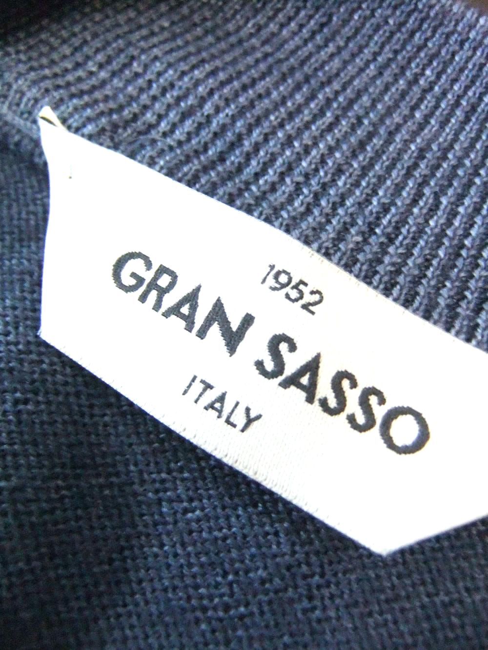 12G ウール モックネック ニット  (ダークブルー)