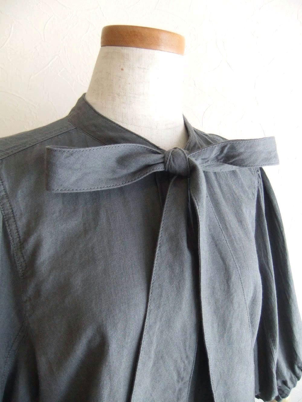 ボウタイ デザイン コットン シャンブレー ブラウス    626912