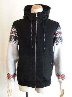 ARETUSA  ニット切替 ZIPフーディ