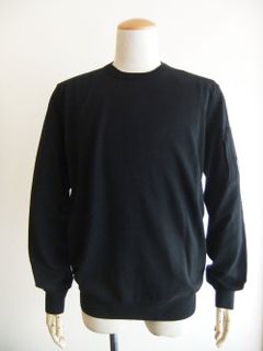 COTTON CREPE CREW NECK KNIT  (ブラック） コットン クルーネック セーター