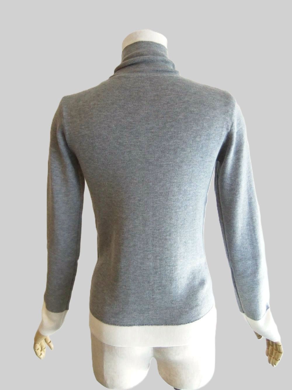 BI COLOR HIGH NECK PULLOVER  配色 ハイネック ガーゼ ニット PO    （グレー）  635956