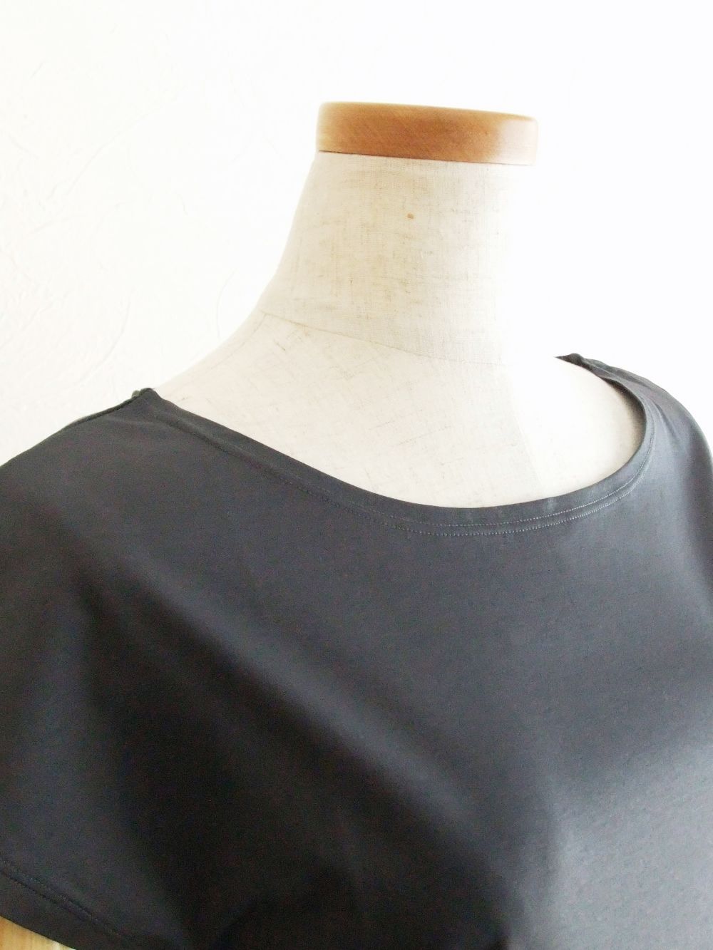 フレンチスリーブ コットン Tシャツ  (ダークグレー)