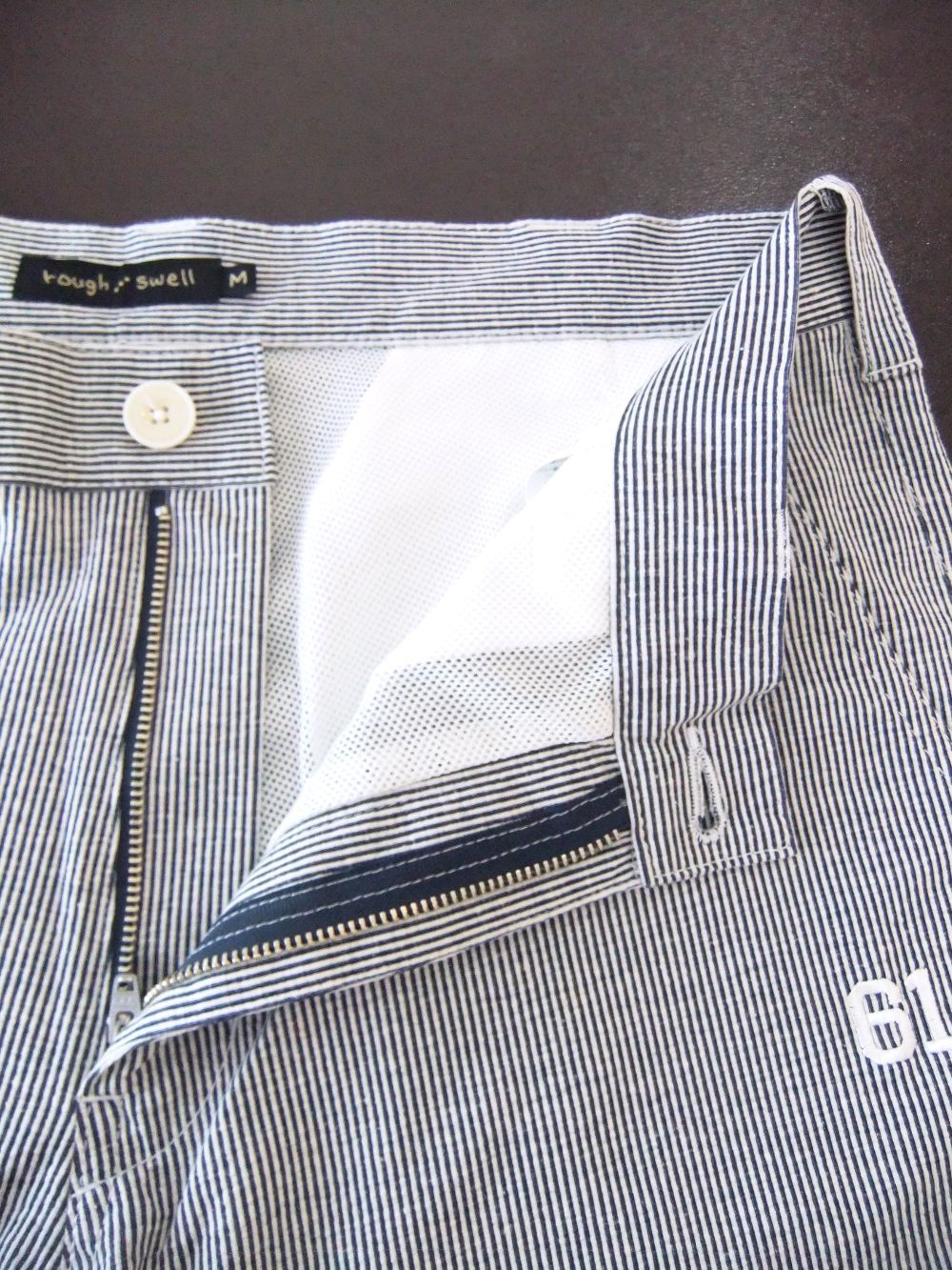 WASHINGTON SHORTS  (ネイビー) ストレッチ ストライプ柄 ハーフパンツ   RSM-25074