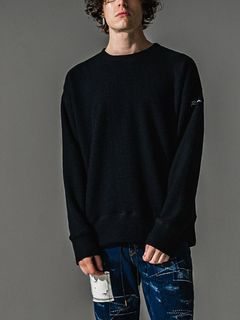 KNT LOOSE TRAINER  (ブラック)   オーバー ニット トレーナー