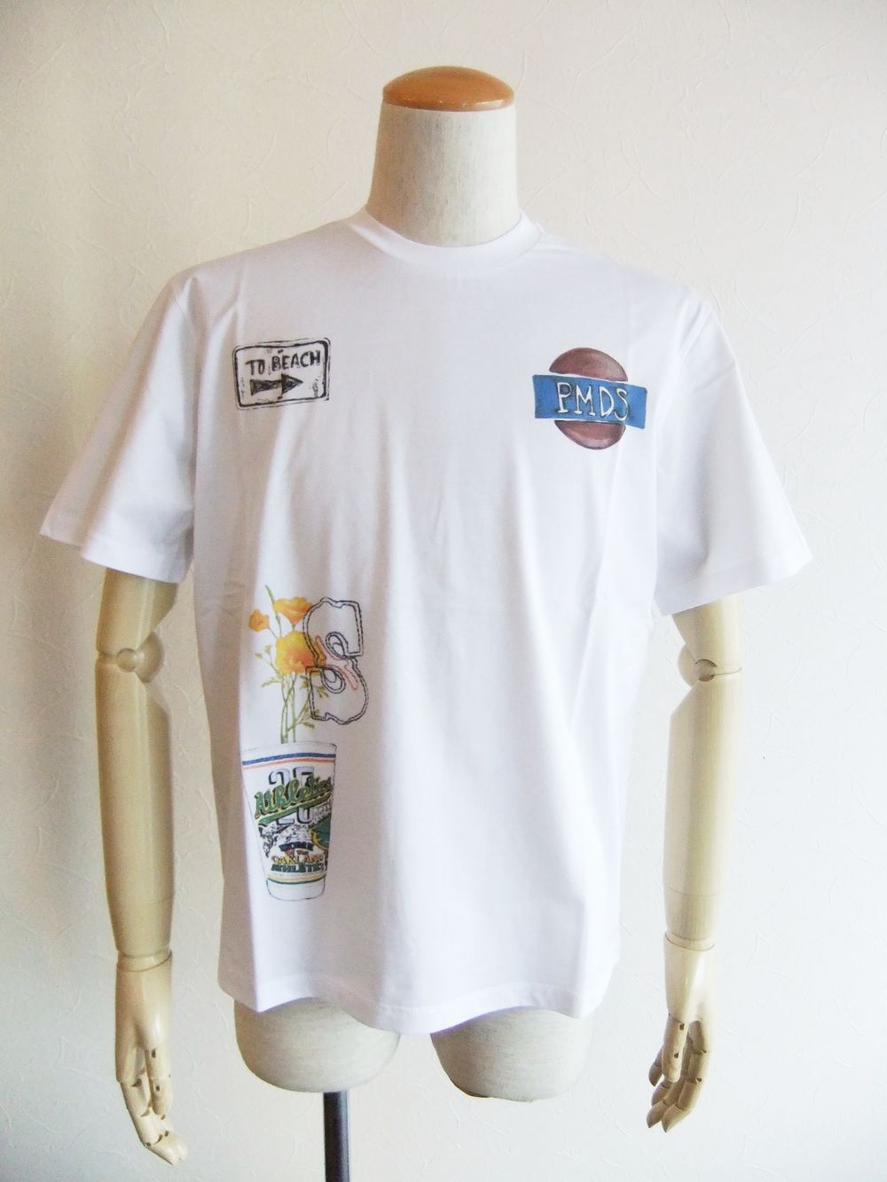 TOMOE   プリント クルーネック 半袖 Tシャツ