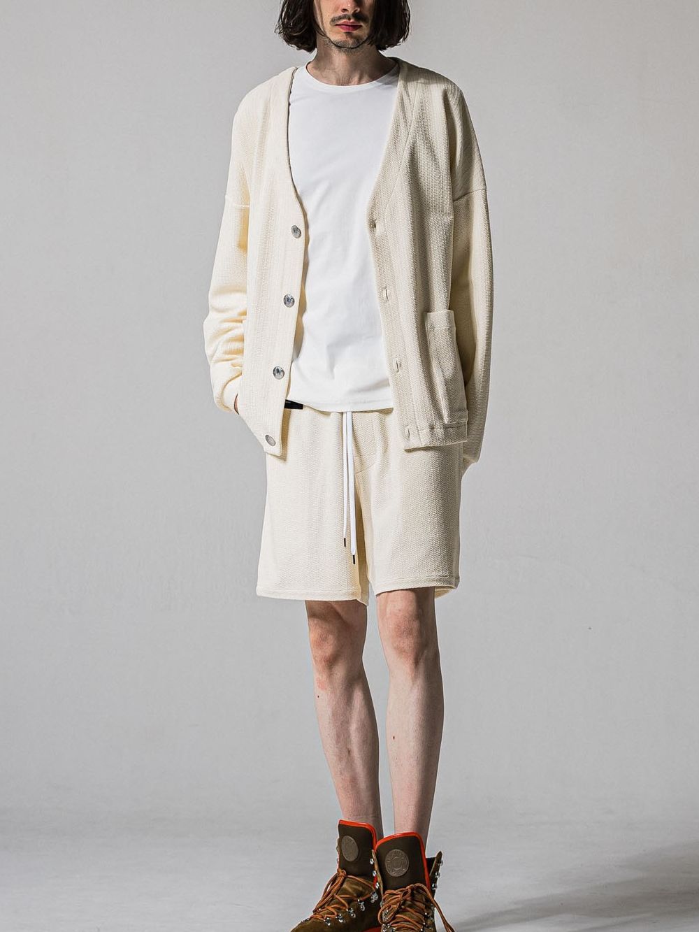 BLISTER KNIT C/D (オフホワイト)   ブリスターニットカーディガン