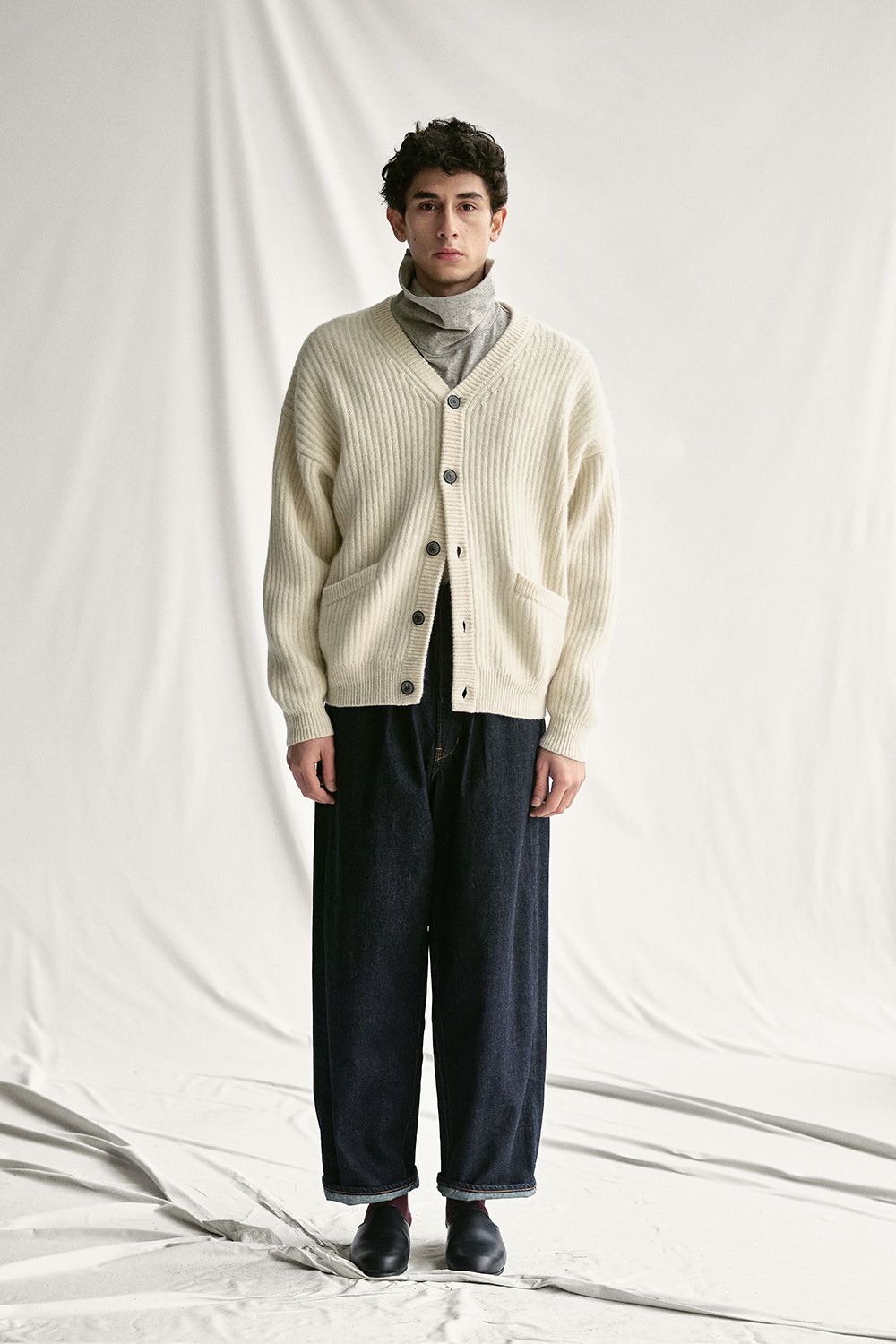 YOKO SAKAMOTO - 【23AW/ラスト1点】YAK KNIT CARDIGAN(WHITE/WOOL+YAK