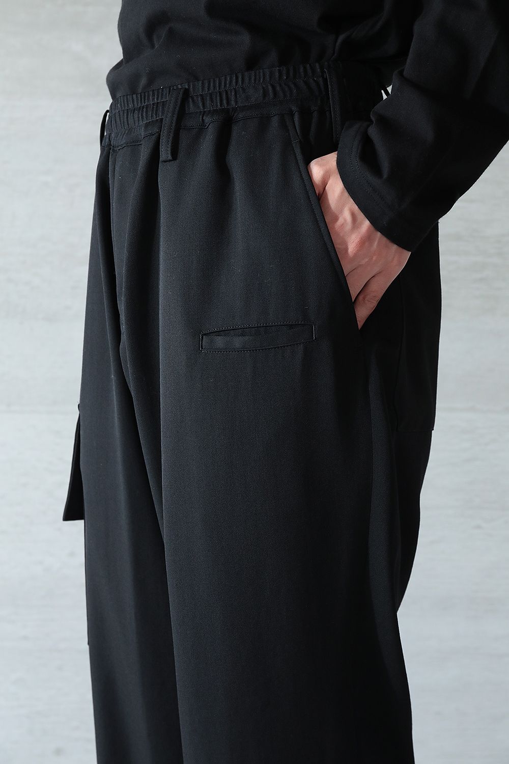 【yohji yamamoto】S-Wリブフラップパンツ(BLACK) - 1